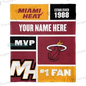 Custom Name Miami Heat EST 1988 Fleece Blanket