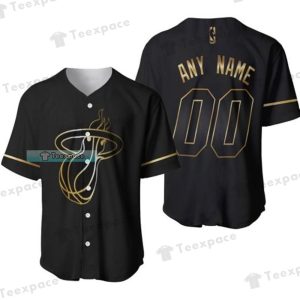 Custom Name Number Miami Heat Black Golden Baseball Jersey
