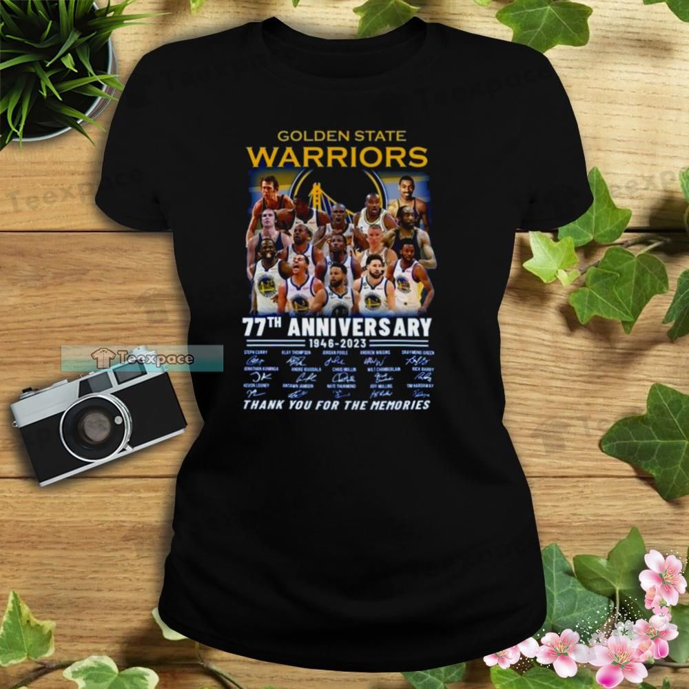 Golden State Warriors 77th Anniversary 1946 – 2023 Signatures T Shirt Womens