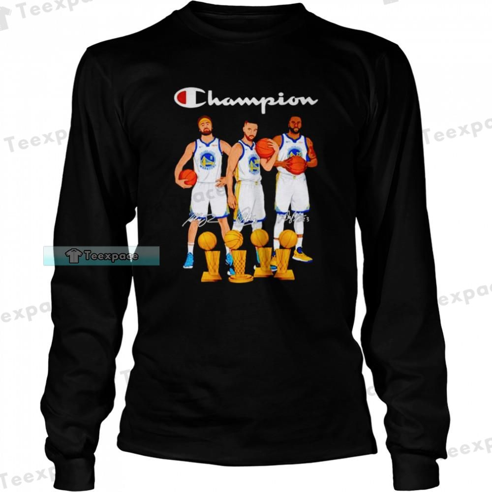 Golden State Warriors Curry Thompson And Green Champions Long Sleeve Shirt