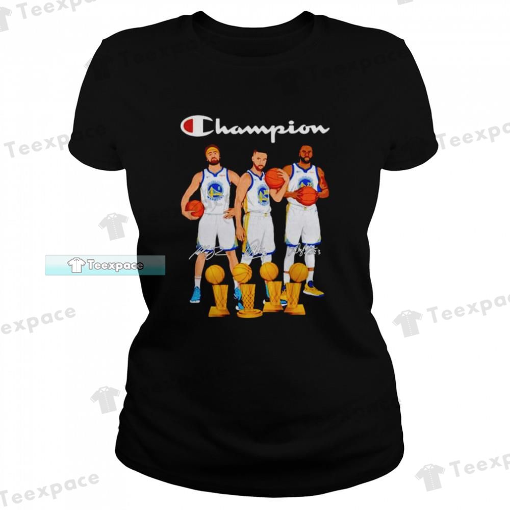 Golden State Warriors Curry Thompson And Green Champions T Shirt Womens