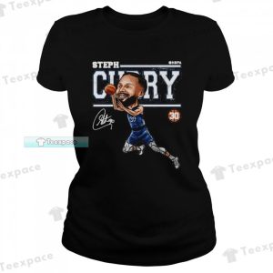 Golden State Warriors Steph Curry Cartoon Signature T Shirt Womens