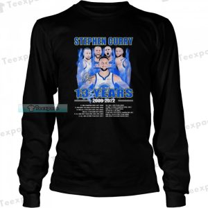 Golden State Warriors Stephen Curry 13 Years 2009 20222 Signatures Long Sleeve Shirt