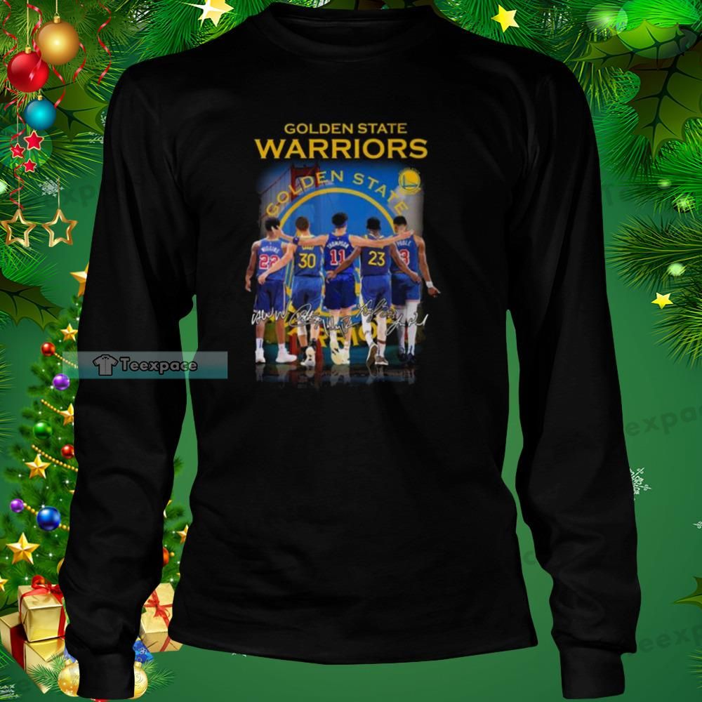Golden State Warriors Wiggins Thompson Poole Signatures Long Sleeve Shirt