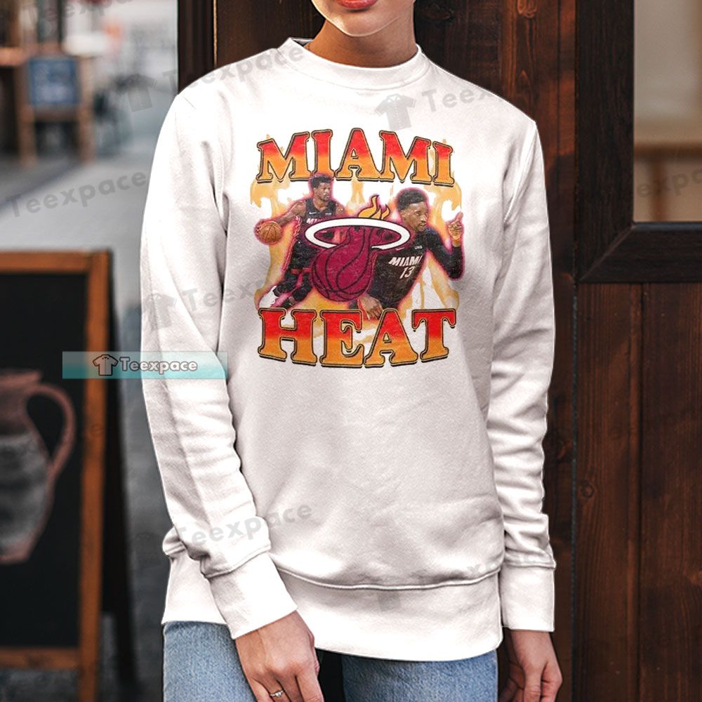 Miami Heat Bam Adebayo on Fire Long Sleeve Shirt
