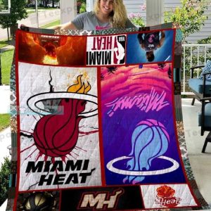 Miami Heat Big Logo Colorful Combined Throw Blanket 1