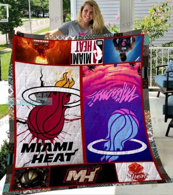 Miami Heat Big Logo Colorful Combined Throw Blanket