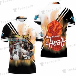 Miami Heat Big Three Chris Lebron Dwyane On Fire Polo Shirt