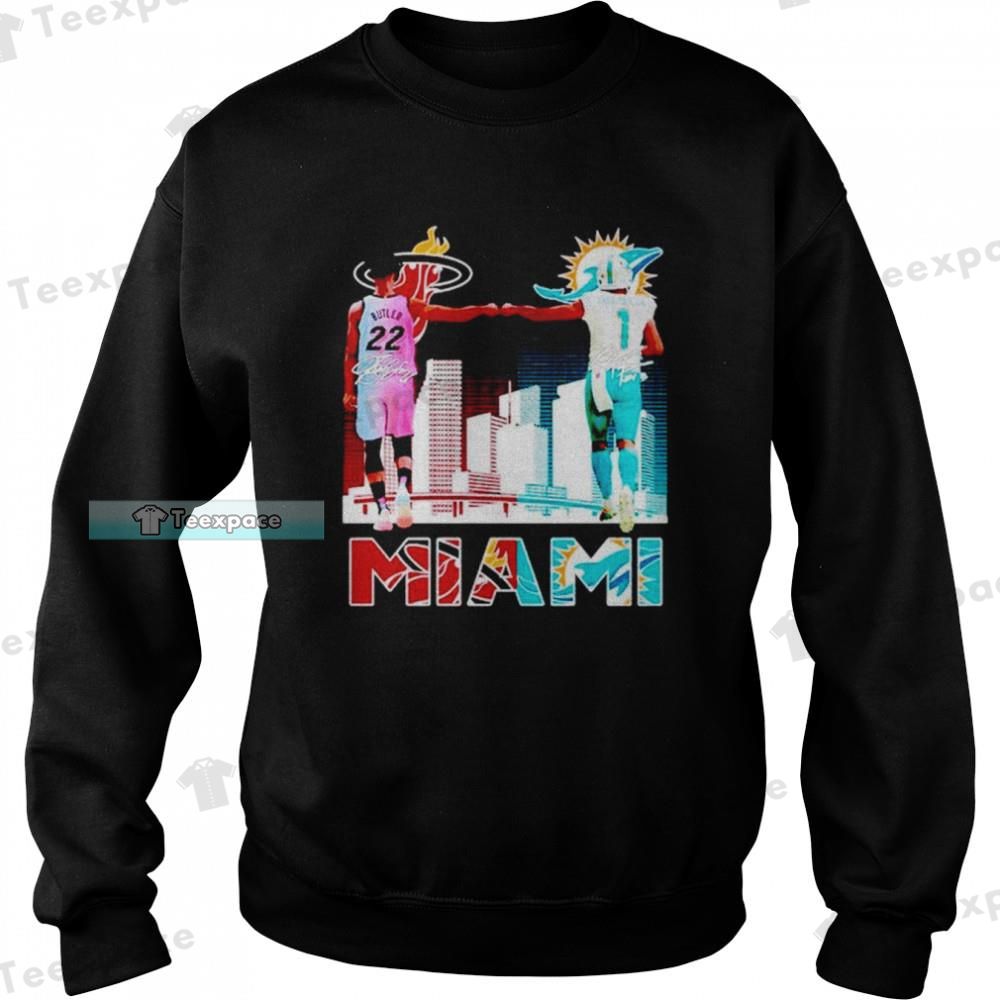 Miami Heat Butler And Jaylen Waddle Miami Dolphins Signatures Sweatshirt