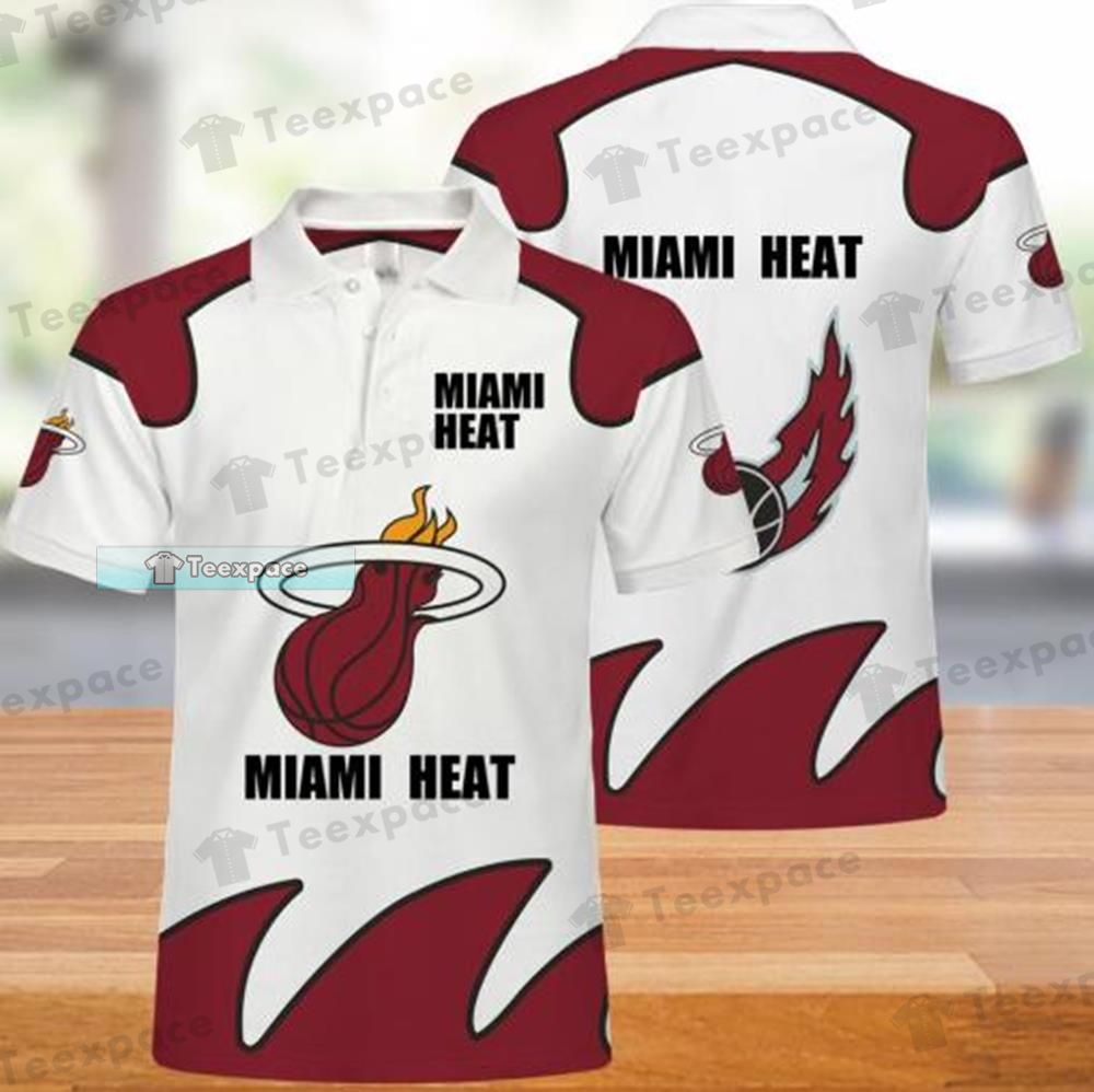 Miami Heat Button Up Polo Shirt Heat Gifts for him