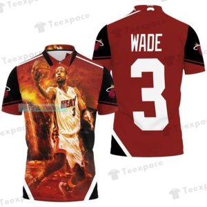 Miami Heat Dwyane Wade Fire Background Polo Shirt