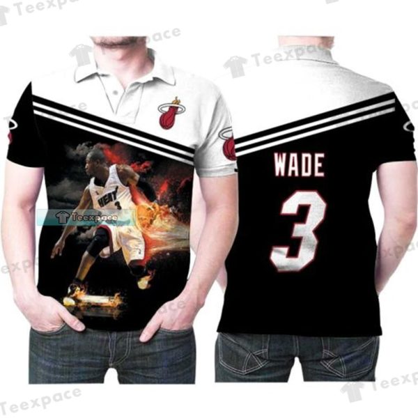Miami Heat Dwyane Wade Fire Running Polo Shirt