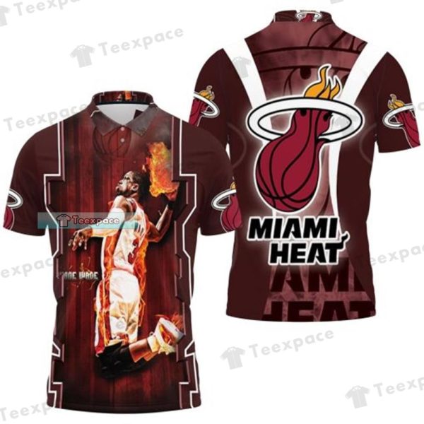 Miami Heat Fire Slam Dunk Dwyane Wade Polo Shirt