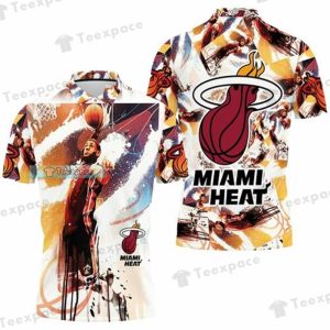 Miami Heat Lebron James Slam Dunk Watercolor Polo Shirt 1
