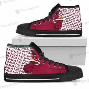 Miami Heat Leter Print Pattern High Top Canvas Shoes 1