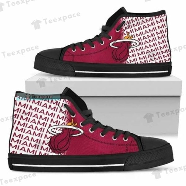 Miami Heat Leter Print Pattern High Top Canvas Shoes