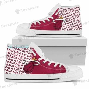 Miami Heat Leter Print Pattern High Top Canvas Shoes 2