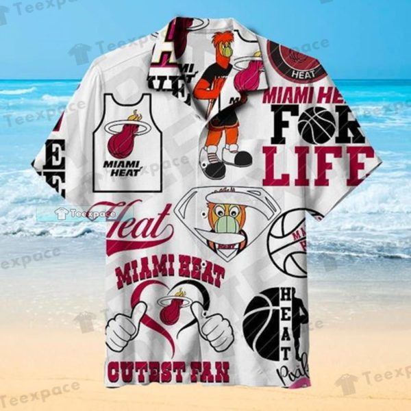 Miami Heat Letter Mascot Pattern Hawaiian Shirt