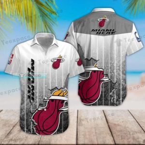 Miami Heat Logo Crack White Gray Hawaiian Shirt 1