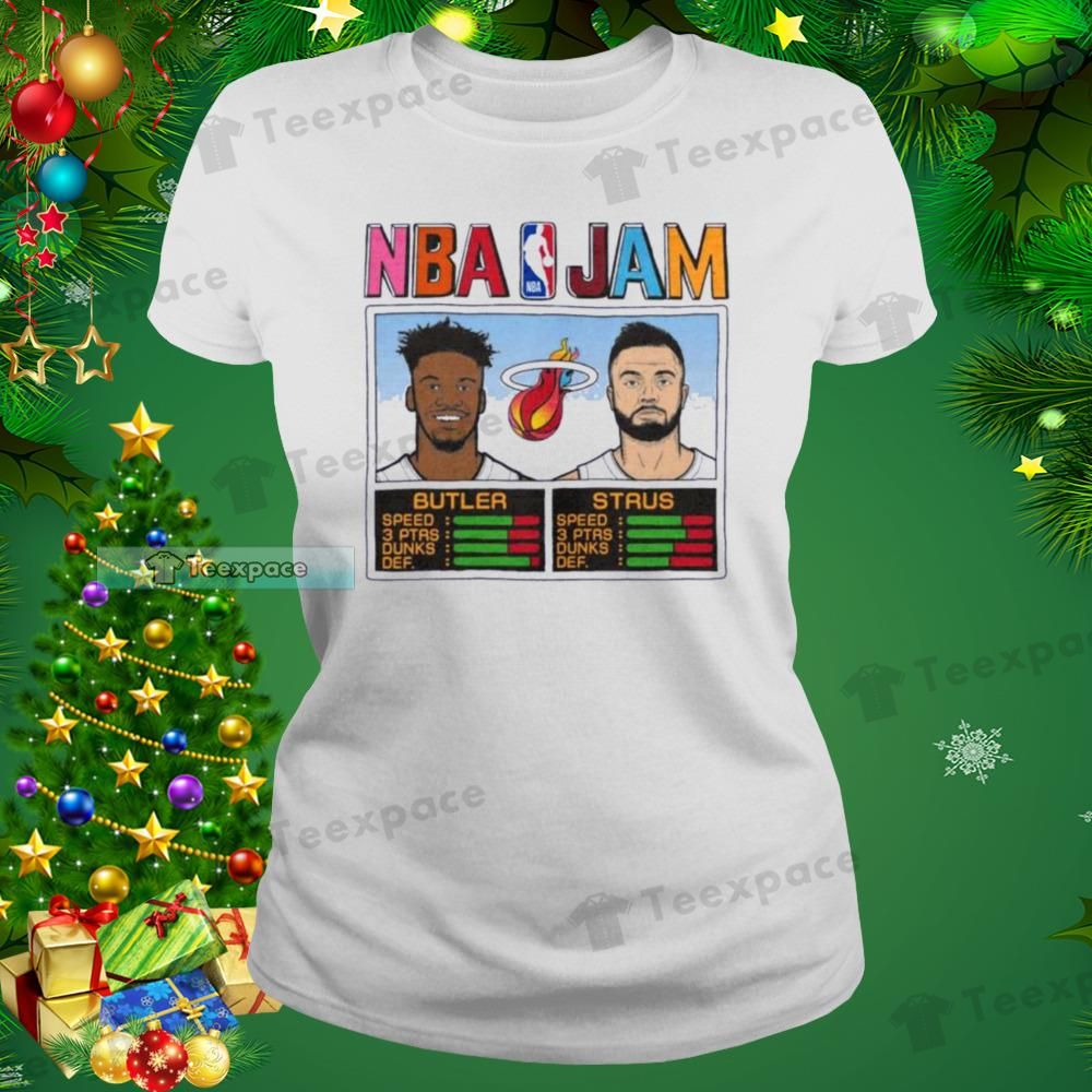 Miami Heat NBA Jam Jimmy Butler Max Strus T Shirt Womens