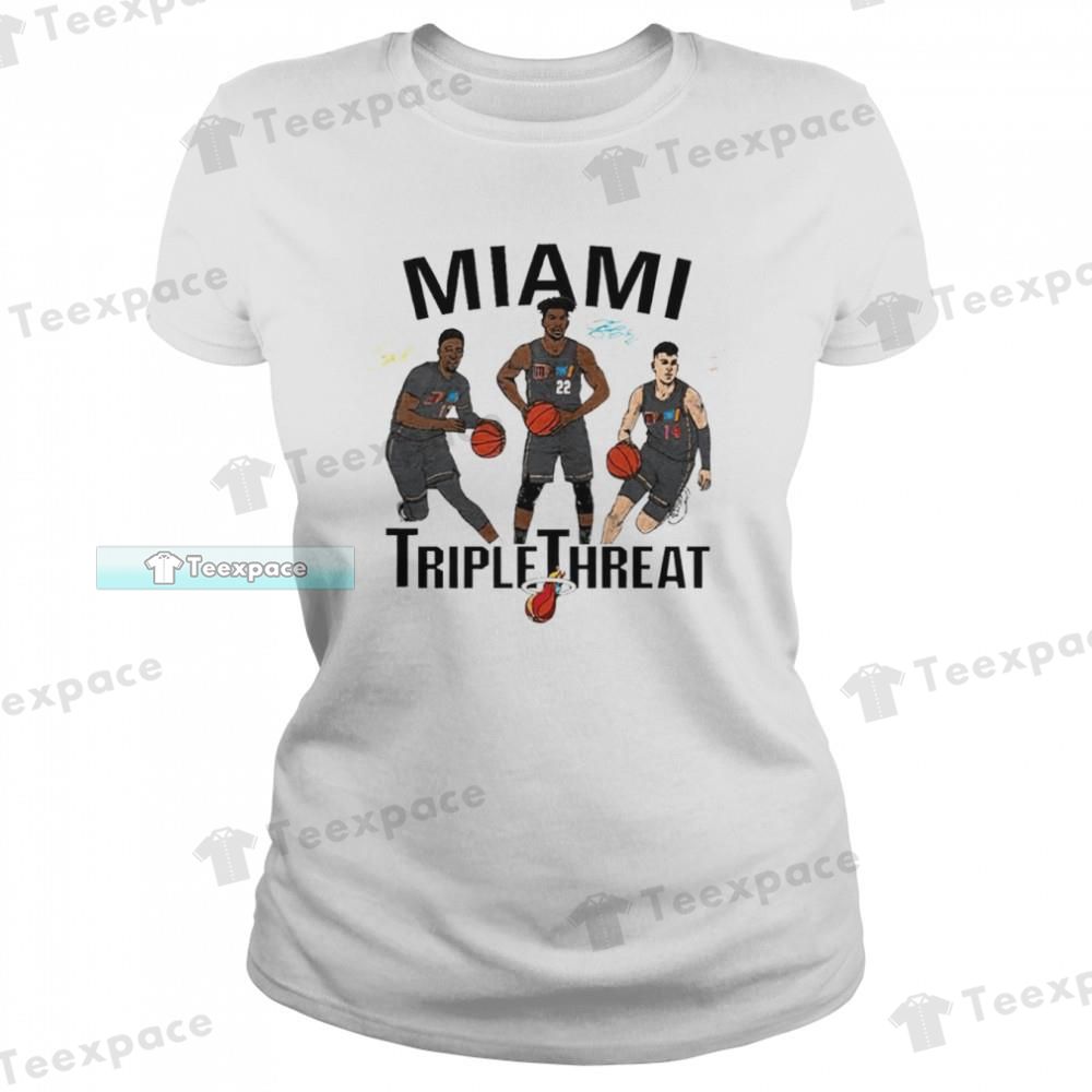 Miami Heat Triple Threat Art Heat T Shirt Womens