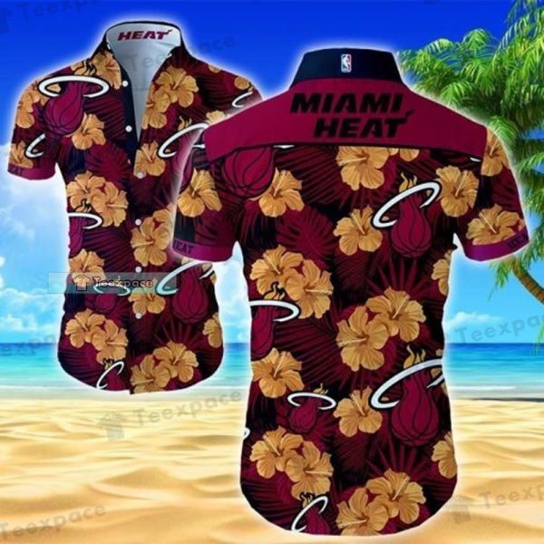 Miami Heat Tropical Flower Hawaiian Shirt Heat Gifts for him
