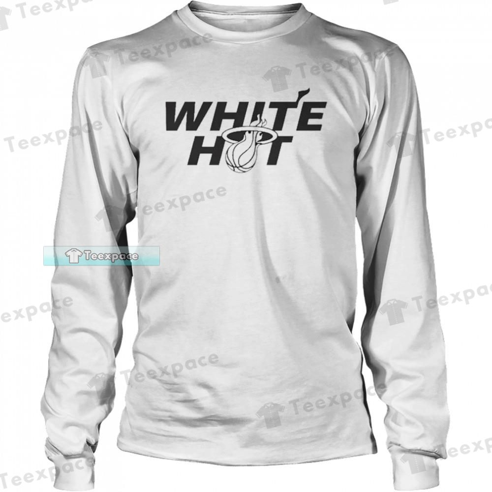 Miami Heat White Hot Logo Simple Long Sleeve Shirt