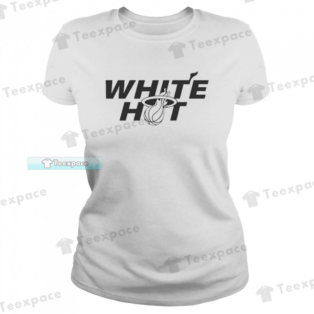 Miami Heat White Hot Logo Simple T Shirt Womens