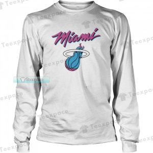 Miami Heat White Hot Logo Vice Style Long Sleeve Shirt