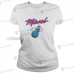 Miami Heat White Hot Logo Vice Style T Shirt Womens