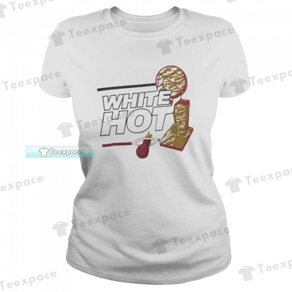 Miami Heat White Hot Simple White T Shirt Womens