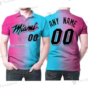 Personalized Split Pink Blue Jersey Miami Heat Polo Shirt