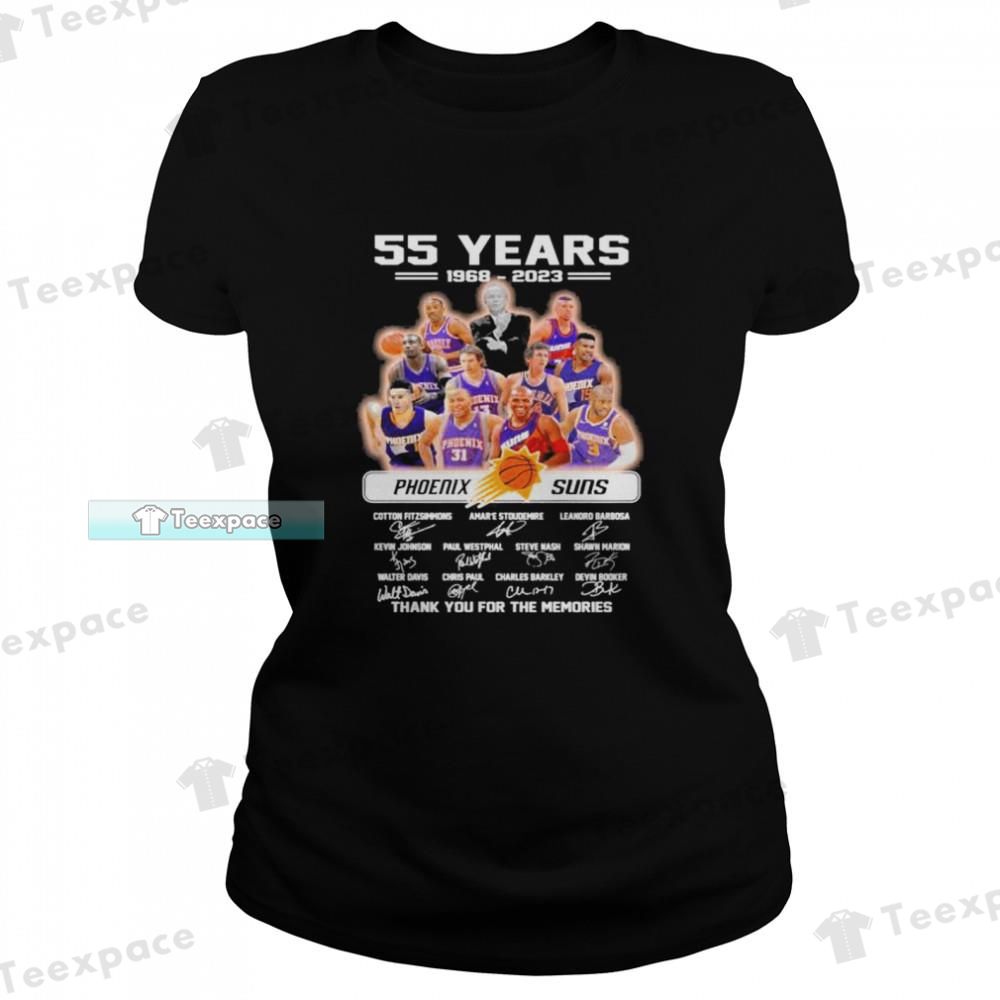 Phoenix Suns 55 Years 1968 2023 Signatures T Shirt Womens