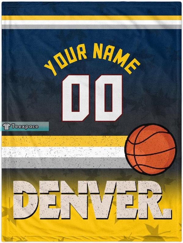 Custom Name Number Denver Nuggets Comfy Throw Blanket