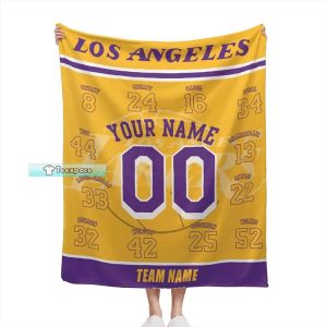 Custom Name Number Lakers Blanket 1