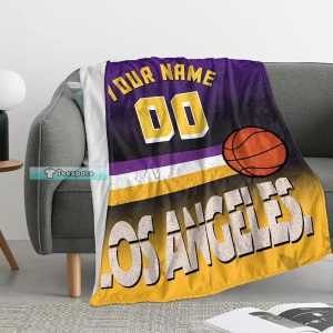 Custom Name Number Los Angeles Basketball Blanket 0