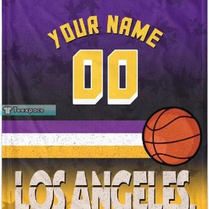 Custom Name Number Los Angeles Basketball Blanket 1