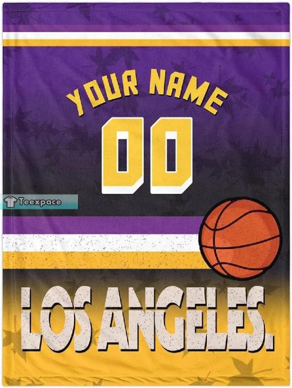 Custom Name Number Los Angeles Basketball Blanket