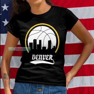 Denver Nuggets Basketball City Design T Shirt Womens