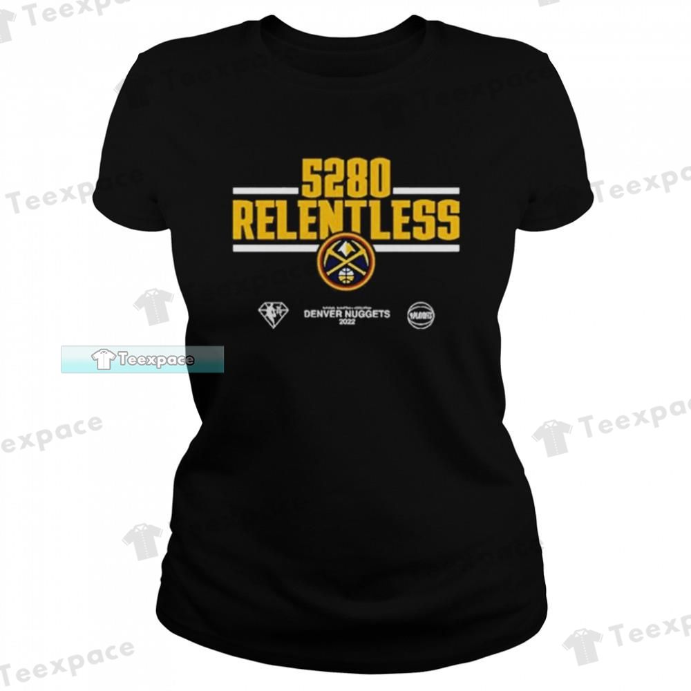 Denver Nuggets Relentless Navy Mantra T Shirt Womens