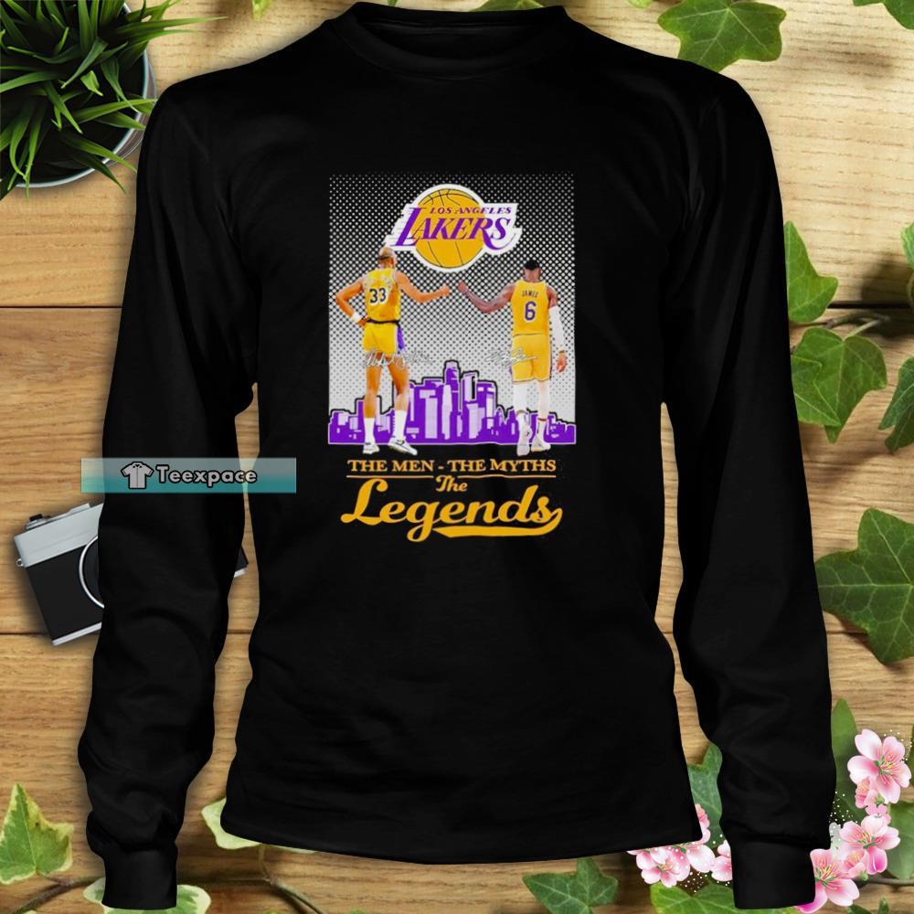 Los Angeles Lakers Abdul Jabbar And Lebron James Legends Long Sleeve Shirt