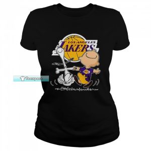 Los Angeles Lakers Charlie Brown Snoopy Dancing T Shirt Womens
