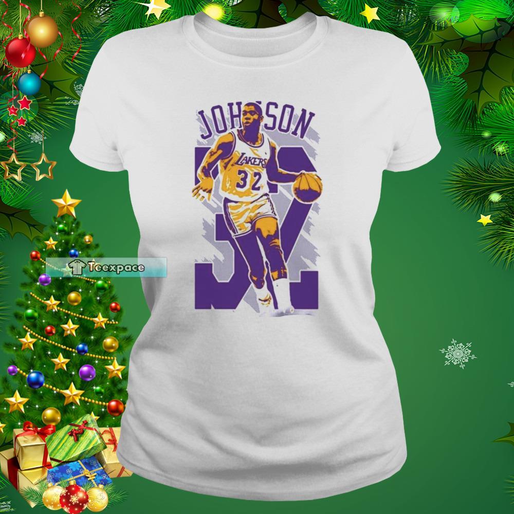 Magic Johnson Los Angeles Lakers Basketball T Shirt Womens