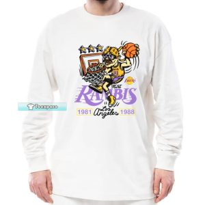Mitchell And Ness Kurt Rambis Gray Los Angeles Lakers Long Sleeve Shirt
