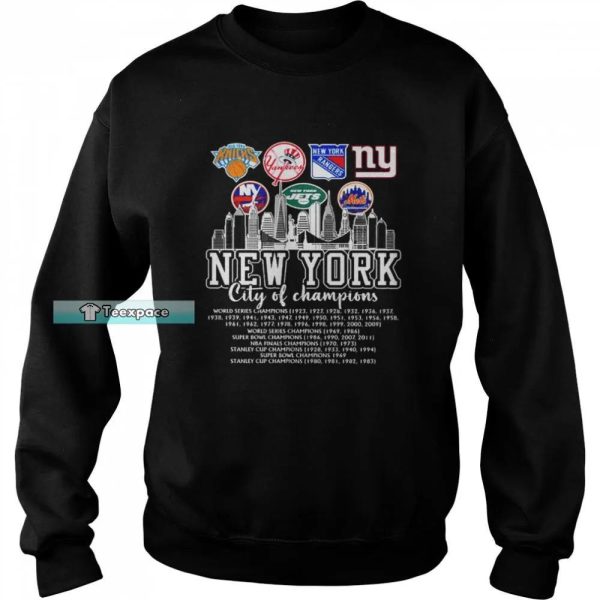 New York Knicks Yankees Rangers Giants City Of Champions Shirt