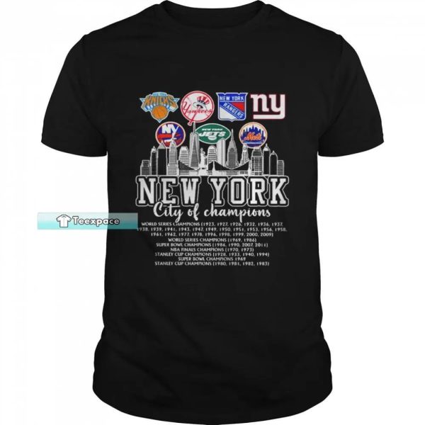 New York Knicks Yankees Rangers Giants City Of Champions Shirt