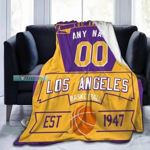 Personalized Name Number Lakers Blanket 1