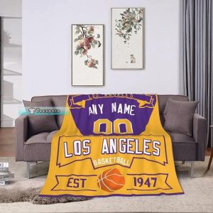 Personalized Name Number Lakers Blanket 3