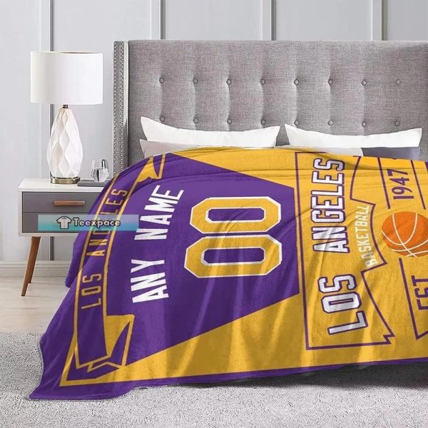 Personalized Name Number Lakers Blanket