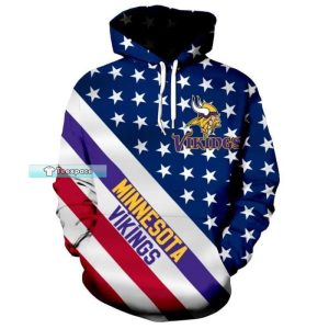 American Flag Stripes Texture Minnesota Vikings Hoodie 1